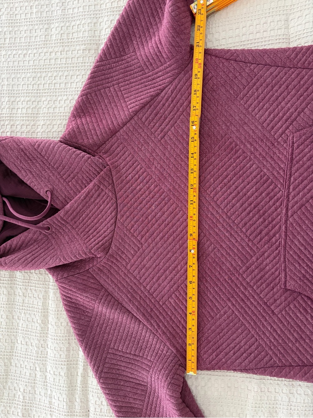 GreenTea Quilted Hooded Pullover Sweatshirt - Plum S Autumnal Layer - Picture 8 of 10